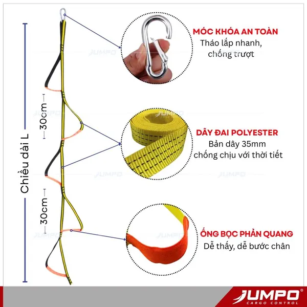 Thang Dây Thoát Hiểm 1 Line– Thang Leo Trèo Dã Ngoại Gọn Nhẹ