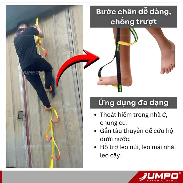 Thang Dây Thoát Hiểm 1 Line– Thang Leo Trèo Dã Ngoại Gọn Nhẹ