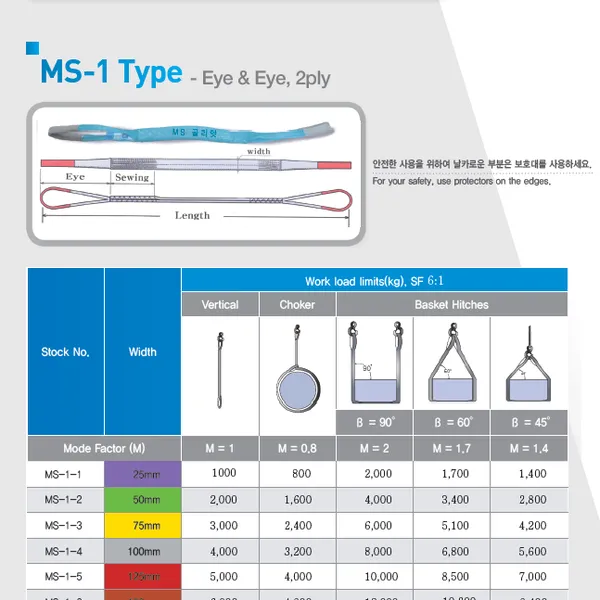 Cáp vải cẩu hàng Hàn Quốc Myung Sung - webbing sling