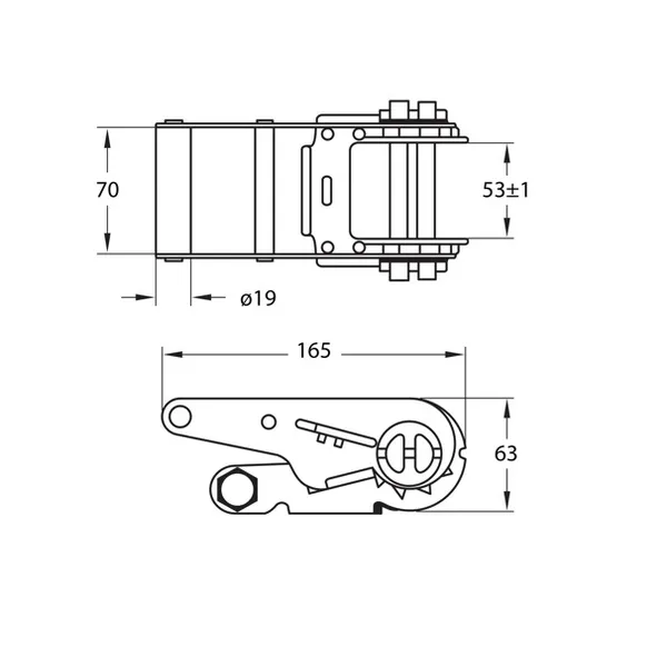 2 inch Ratchet buckle with short handle