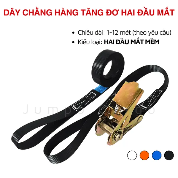 Dây Chằng Hàng Tăng Đơ Bản 25mm 1 Tấn Móc J - Tùy chọn Móc