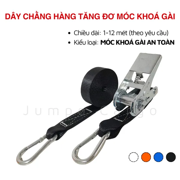 Dây Chằng Hàng Tăng Đơ Bản 25mm 1 Tấn Móc J - Tùy chọn Móc