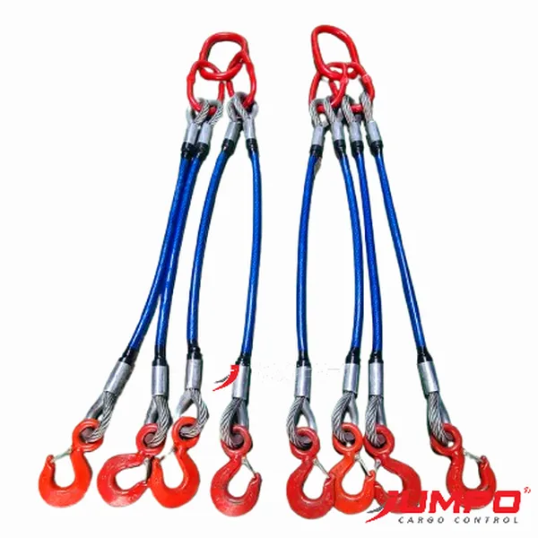 Sling cáp thép Hàn Quốc 4 chân thêm ống lót nhựa bảo vệ