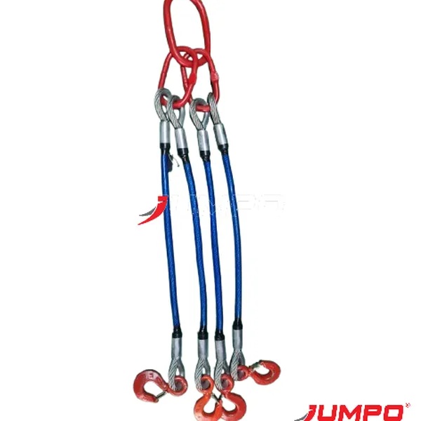 Sling cáp thép Hàn Quốc 4 chân thêm ống lót nhựa bảo vệ