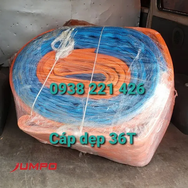 Cáp vải cẩu hàng bản dẹp 36 tấn may 6 lớp