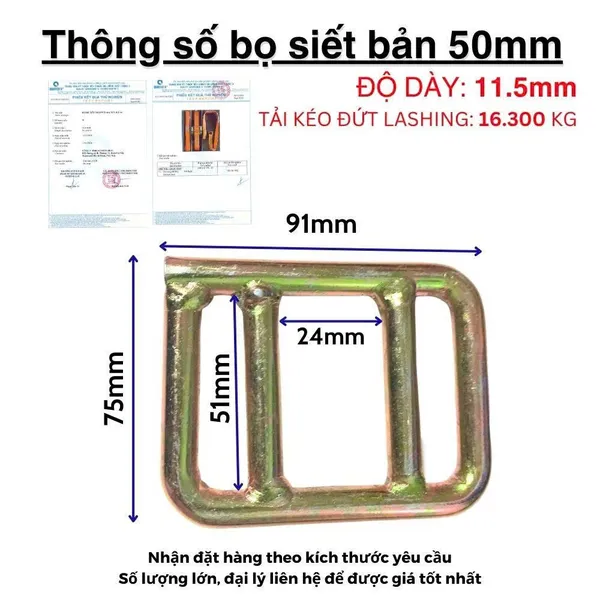 Bọ khóa siết dây đai chằng hàng 50mm 5000kg loại Hàn