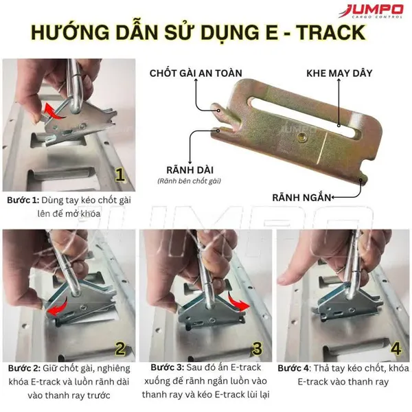 Đầu khóa gài E-track 50mm