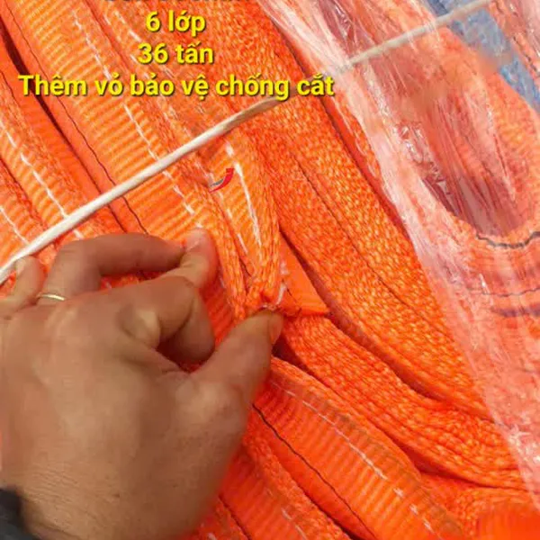Dây cáp vải cẩu hàng 6 lớp tải gấp 3 lần