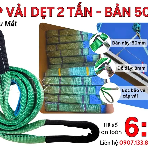 Dây Cáp Vải Cẩu Hàng 2 Tấn Bản Dẹp