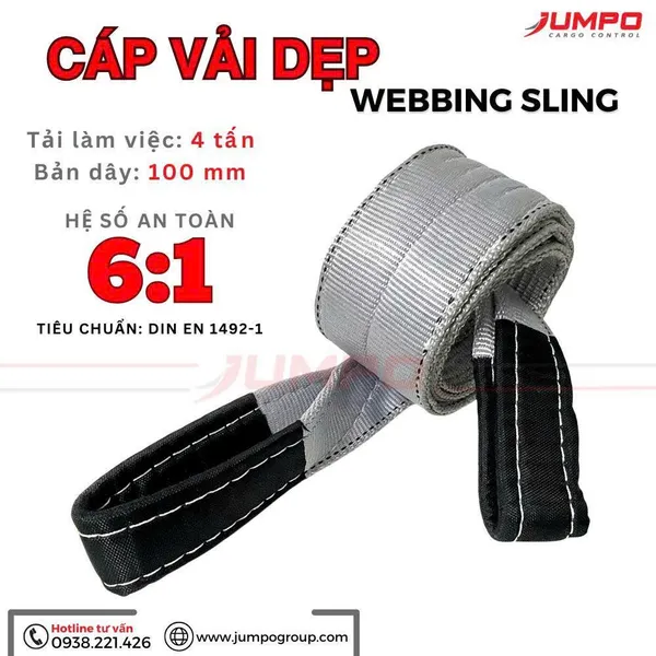 Cáp Vải Cẩu Hàng 4 Tấn Bản Dẹt