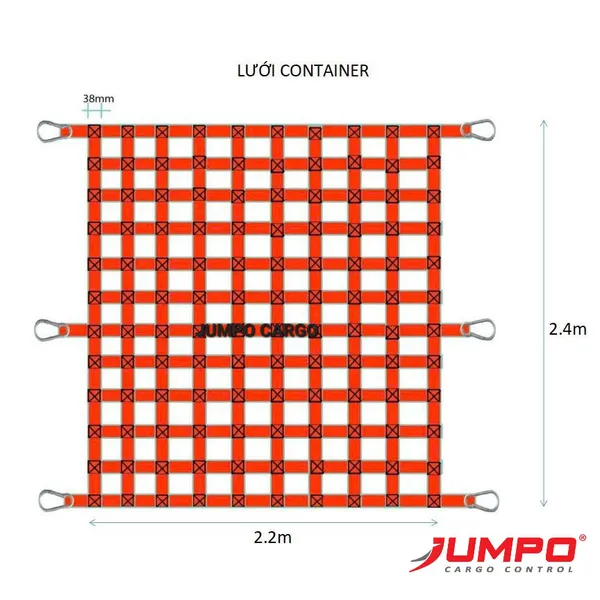 Lưới chằng hàng container bản 38mm