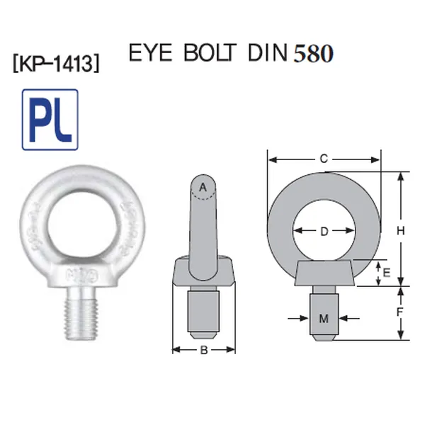 Bu lông mắt tai cẩu ren ngoài KBC KP-1413 Hàn Quốc