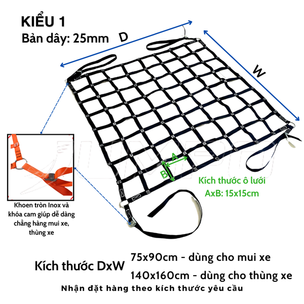 Lưới chẳng hàng thùng xe bán tải xe tải nhỏ