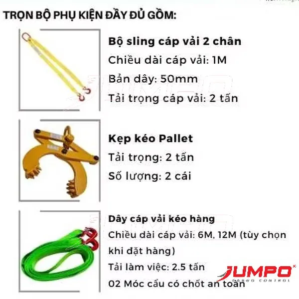 Bộ Dây cáp vải kéo hàng pallet trong thùng container