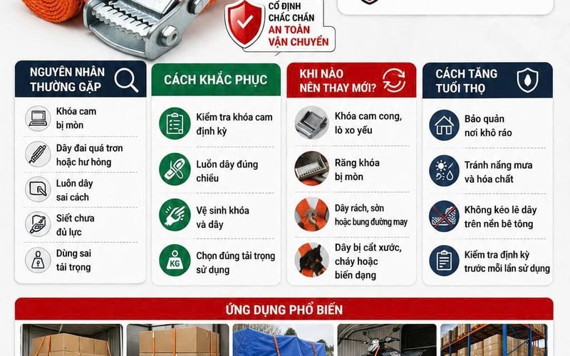 Dây Khóa Cam Bị Trượt Khi Siết Hàng – Nguyên Nhân Và Cách Khắc Phục Hiệu Quả