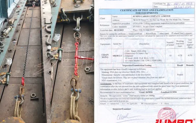 Kiểm định tăng đơ xích và dây xích chằng hàng