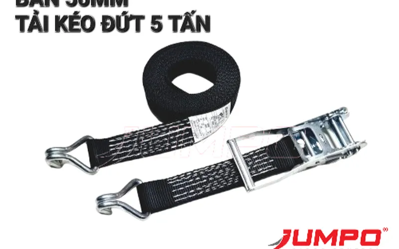 Dây chằng hàng tăng đơ bản 5cm tải 5 tấn dây màu đen