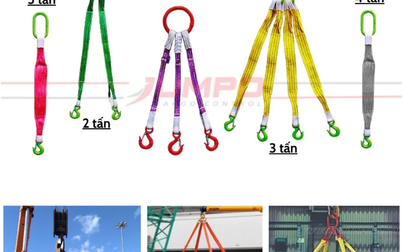 Dây cáp vải cẩu hàng bản dẹp webbing sling 1 chân 2 chân 3 chân 4 chân từ A-Z