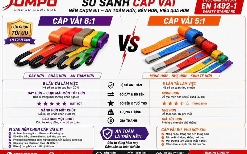 Nên Chọn Cáp Vải 5:1 Hay 6:1? Vì Sao Nhiều Doanh Nghiệp Đang Chuyển Sang Cáp Vải 6:1?