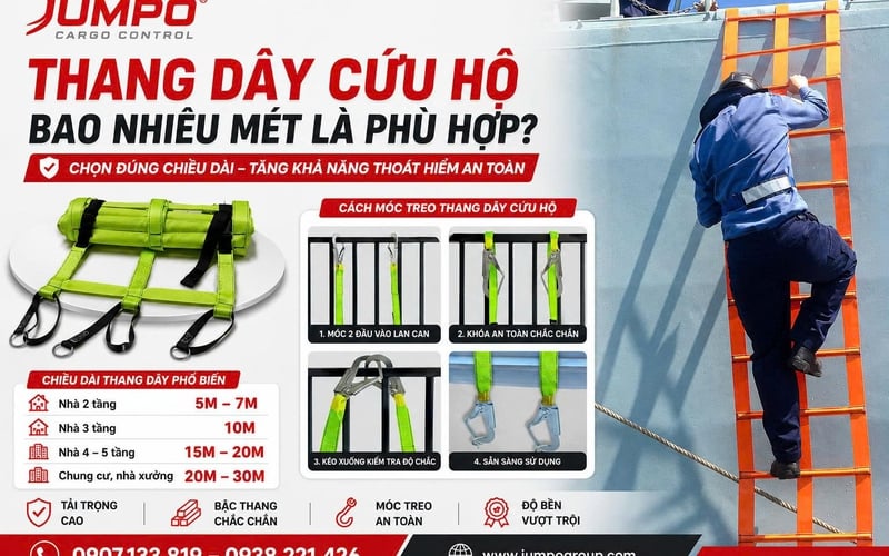 Thang Dây Cứu Hộ Bao Nhiêu Mét Là Phù Hợp? Hướng Dẫn Chọn Đúng Theo Từng Công Trình
