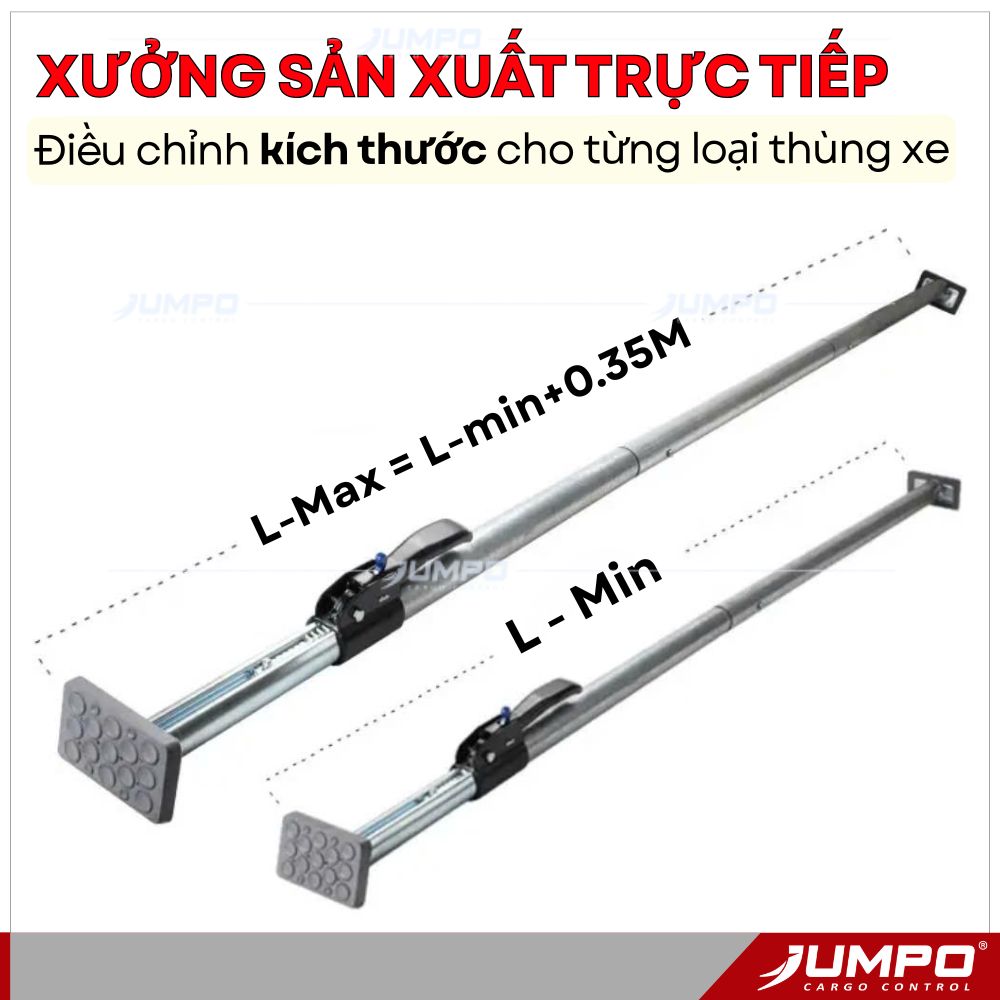 Chiều dài thanh chắn hàng điều chỉnh phù hợp cho từng thùng xe Chiều dài thanh chắn hàng điều chỉnh phù hợp cho từng thùng xe