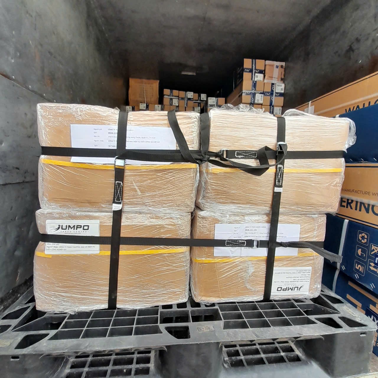 Dây đai PP dùng để cố định thùng carton trên pallet Dây đai PP dùng để cố định thùng carton trên pallet