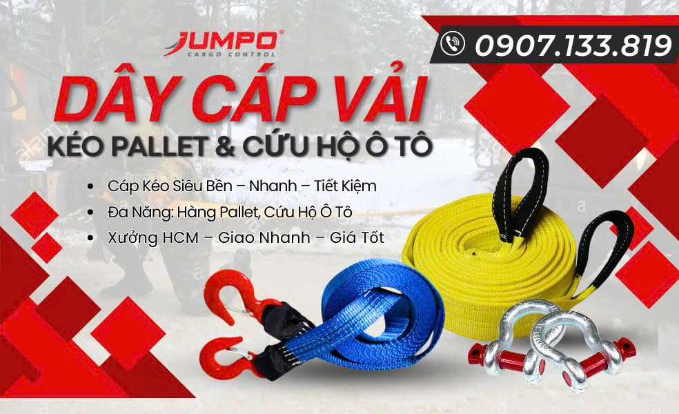 banner Cáp Vải Kéo Hàng pallet, Kéo Cứu Hộ Ô Tô Jumpo banner Cáp Vải Kéo Hàng pallet, Kéo Cứu Hộ Ô Tô Jumpo