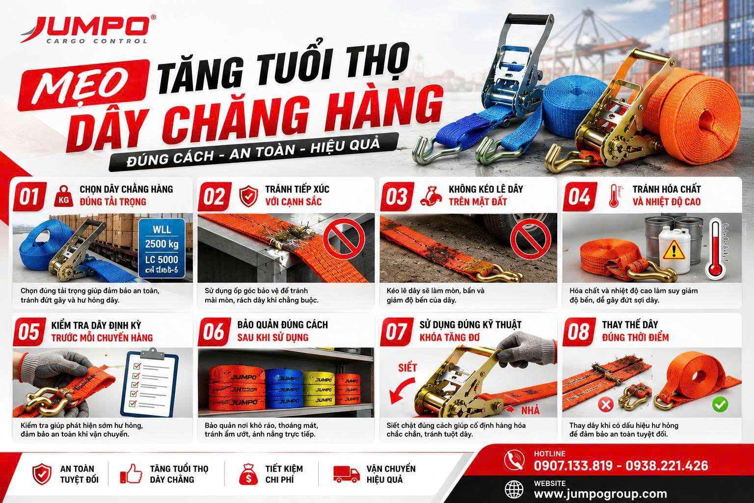 Mẹo Tăng Tuổi Thọ Dây Chằng Hàng – Giảm Chi Phí, Tăng Hiệu Quả Vận Chuyển Mẹo Tăng Tuổi Thọ Dây Chằng Hàng – Giảm Chi Phí, Tăng Hiệu Quả Vận Chuyển