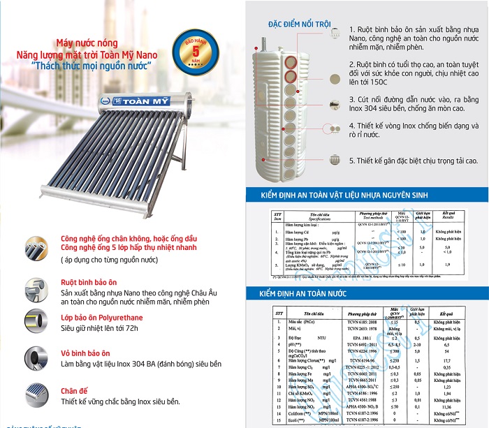 Máy nước nóng năng lượng mặt trời Toàn Mỹ Máy nước nóng năng lượng mặt trời Toàn Mỹ