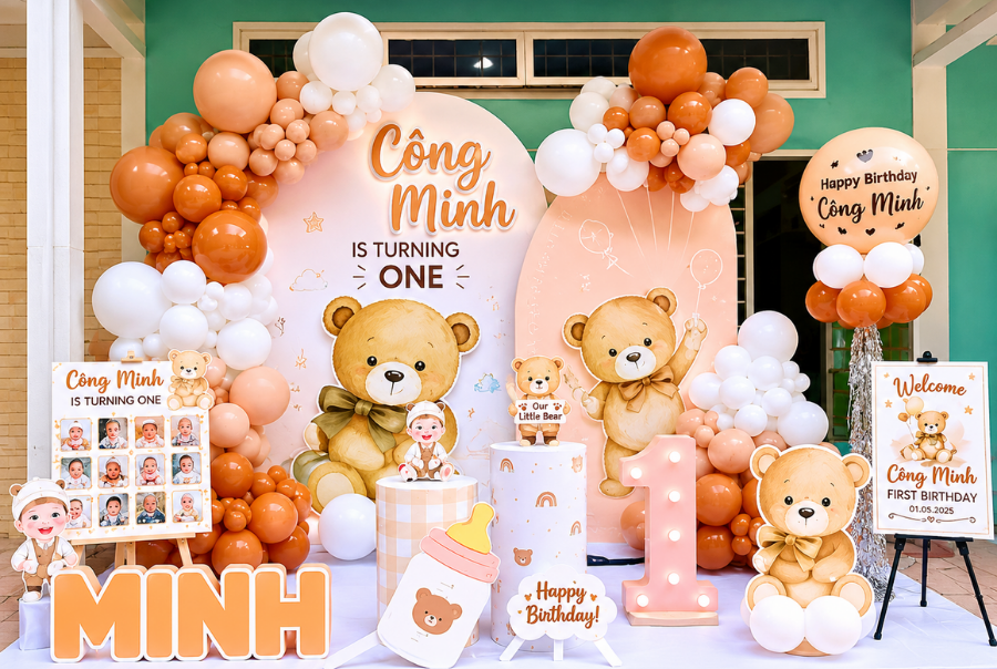 Trang trí concept gấu bông thôi nôi cho bé Trang trí concept gấu bông thôi nôi cho bé