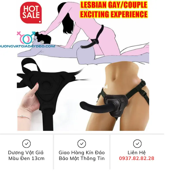 Cu giả có dây đeo màu đen dành cho les 13cm