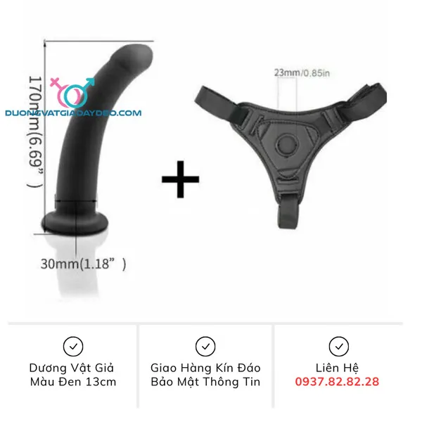 Cu giả có dây đeo màu đen dành cho les 13cm