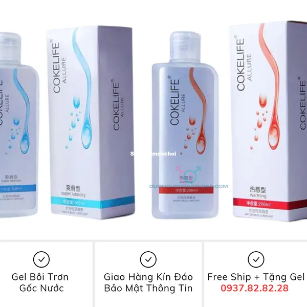 Đời sống vợ chồng được cải thiện với gel bôi trơn gốc nước CokeLife Allure 
