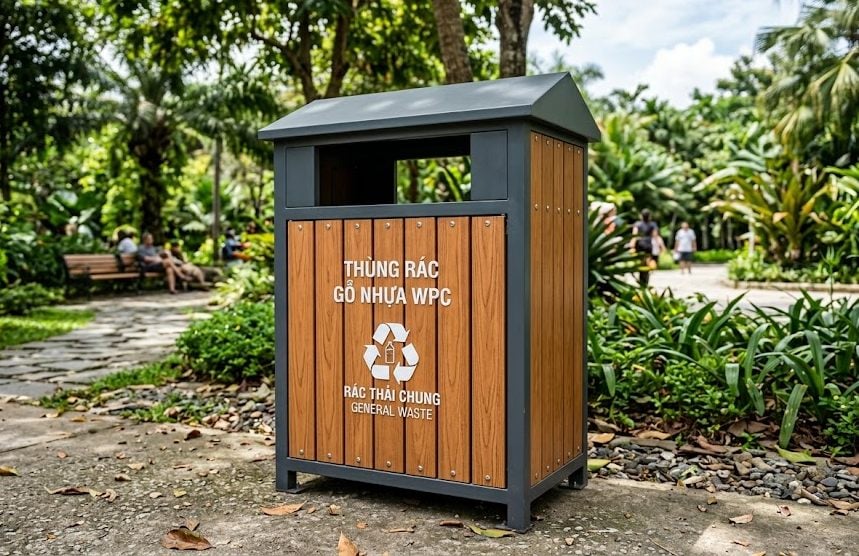 Thùng rác gỗ nhựa