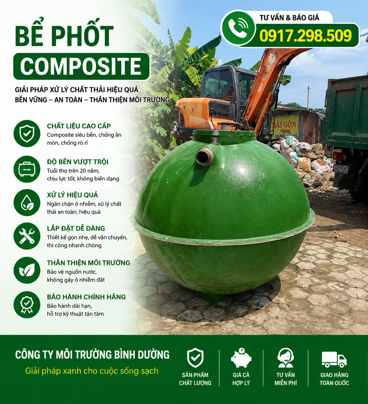 Lắp đặt bể tự hoại công trình