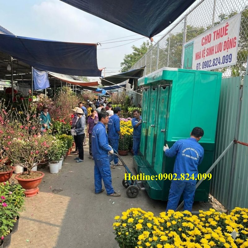 cho thuê nhà vệ sinh lưu động lắp đặt tại chợ hoa