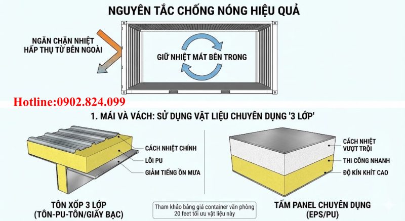 chống nóng văn phòng công trường