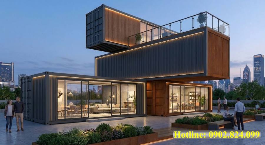 Container văn phòng kết hợp showroom trưng bày