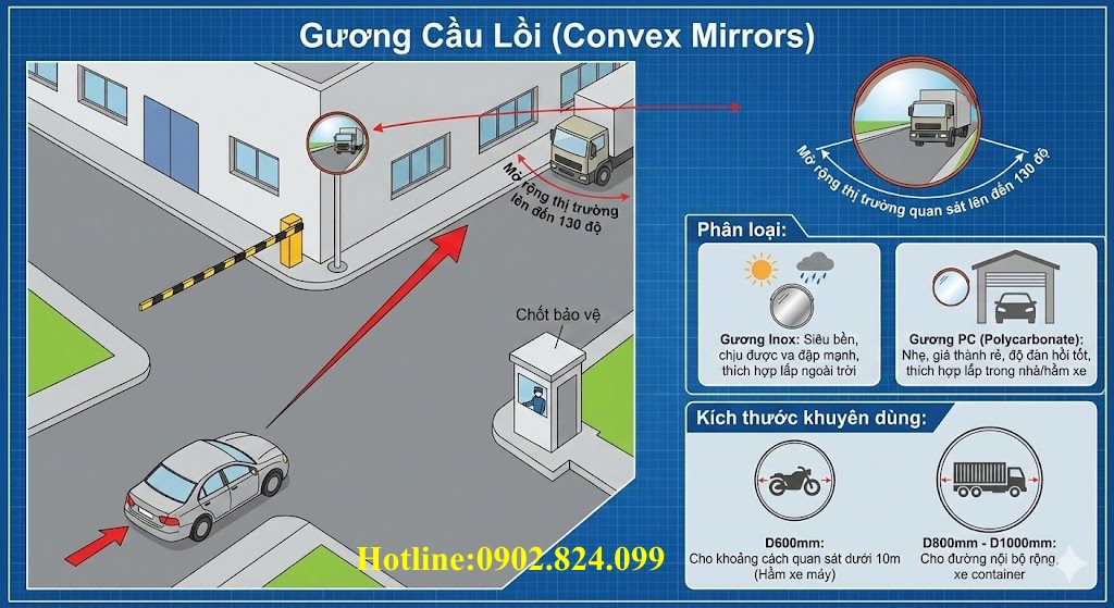 Giải pháp an toàn với gương cầu lồi khi tham gia giao thông