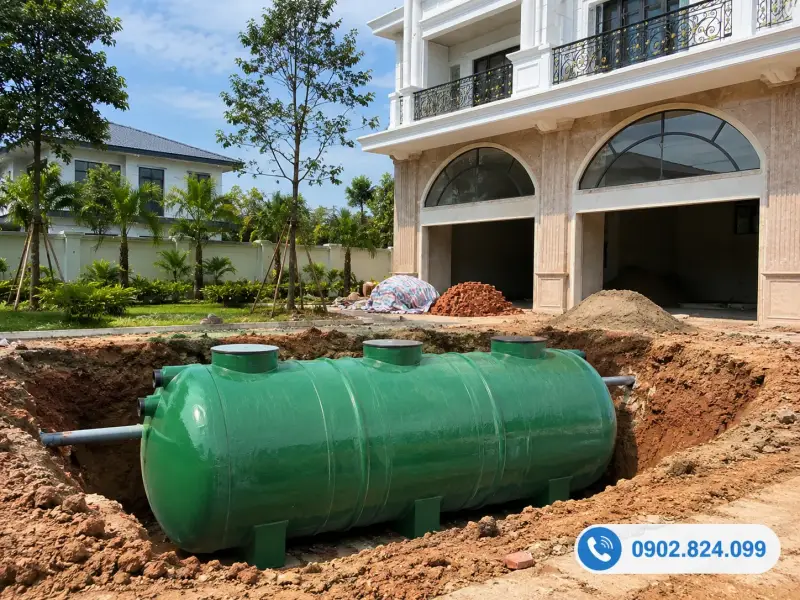 Lắp đặt bể tự hoại Composite
