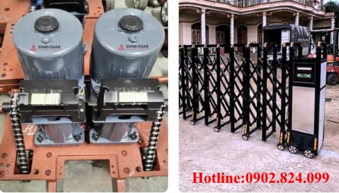 Motor đôi cổng xếp không ray