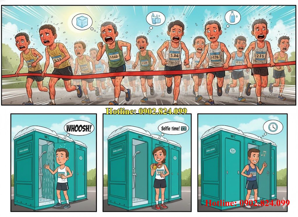 Nhà vệ sinh kết hợp nhà tắm cho thuê cho sự kiện marathon