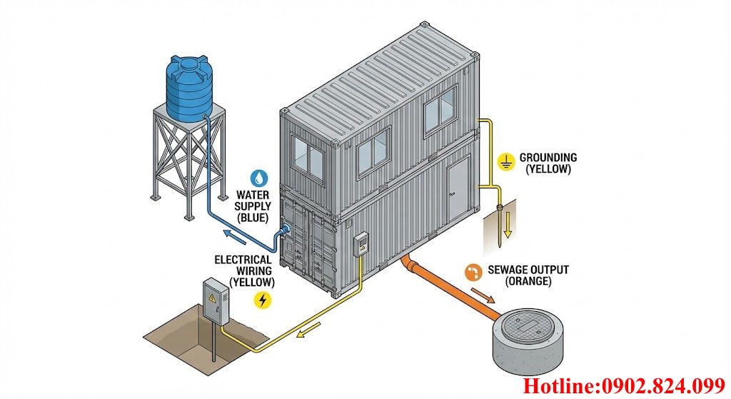 sơ đồ điện nước container