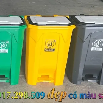 THÙNG RÁC 90 LÍT ĐẠP CHÂN NHỰA PP – GIẢI PHÁP VỆ SINH THÔNG MINH, KHÔNG CHẠM TAY