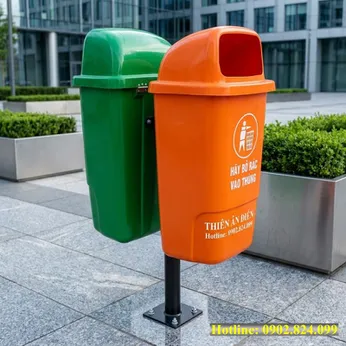 Thùng Rác Ngoài Trời 2 Ngăn Treo Đôi Composite: Giải Pháp Phân Loại Rác Tối Ưu & Trang Trí Cảnh Quan
