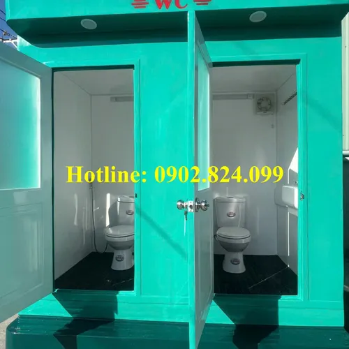 Nhà Vệ Sinh Di Động Buồng Đôi (hai buồng) (270x250x170cm) - Bể Thải 1200L  - Bảo Hành 2 Năm