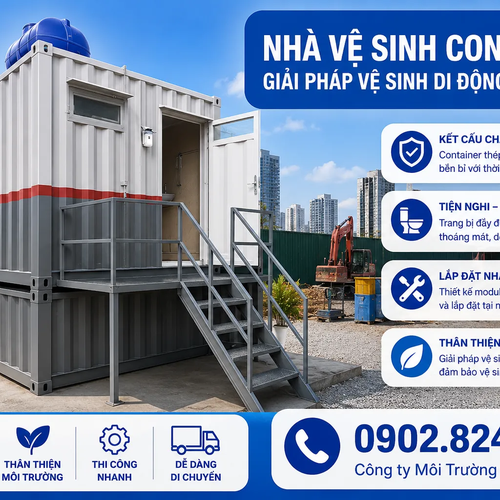 Nhà Vệ Sinh Container Có Bể Phốt — Giải Pháp Tự Xử Lý Nước Thải, Không Cần Đấu Nối Hệ Thống Ngoài