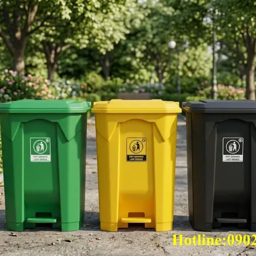 THÙNG RÁC 90 LÍT ĐẠP CHÂN NHỰA PP – GIẢI PHÁP VỆ SINH THÔNG MINH, KHÔNG CHẠM TAY