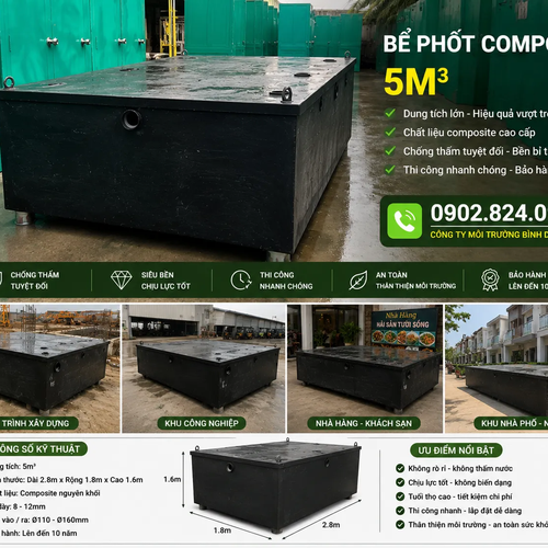 Bể Phốt Composite 5 Khối — Thông Số Kỹ Thuật, Giá Bán Và Tiêu Chí Chọn Đúng Cho Nhà Hàng & KCN Nhỏ