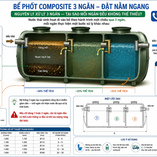 Bể Phốt 3 Ngăn Composite – Cấu Tạo, Giá & Nơi Mua Uy Tín